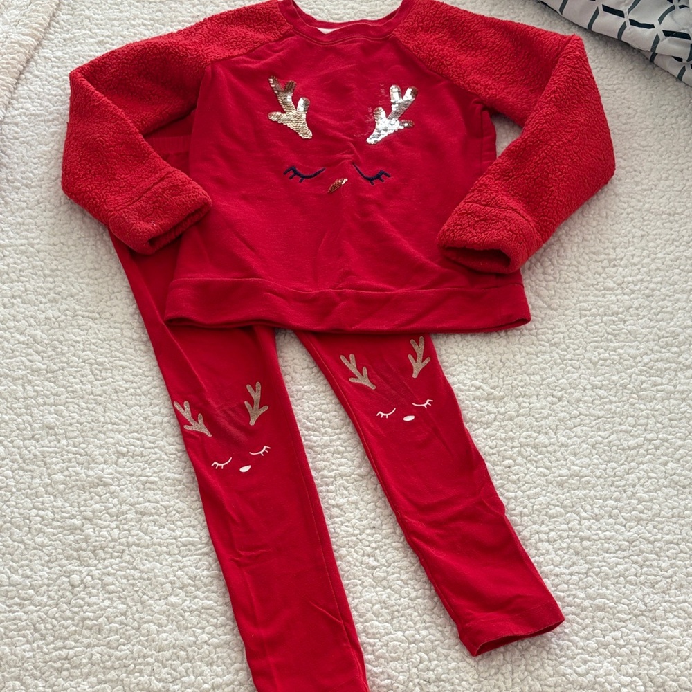 Cat & Jack Red Reindeer Kids Matching Set